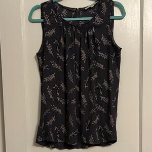 LOFT Gray and Light Pink Patterned Sleeveless Blouse